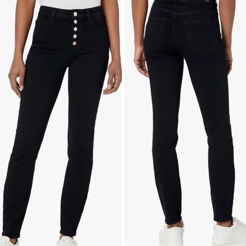 PAIGE Black High-Rise Button Front Skinny Jeans - Hoxton Ultra Skinny